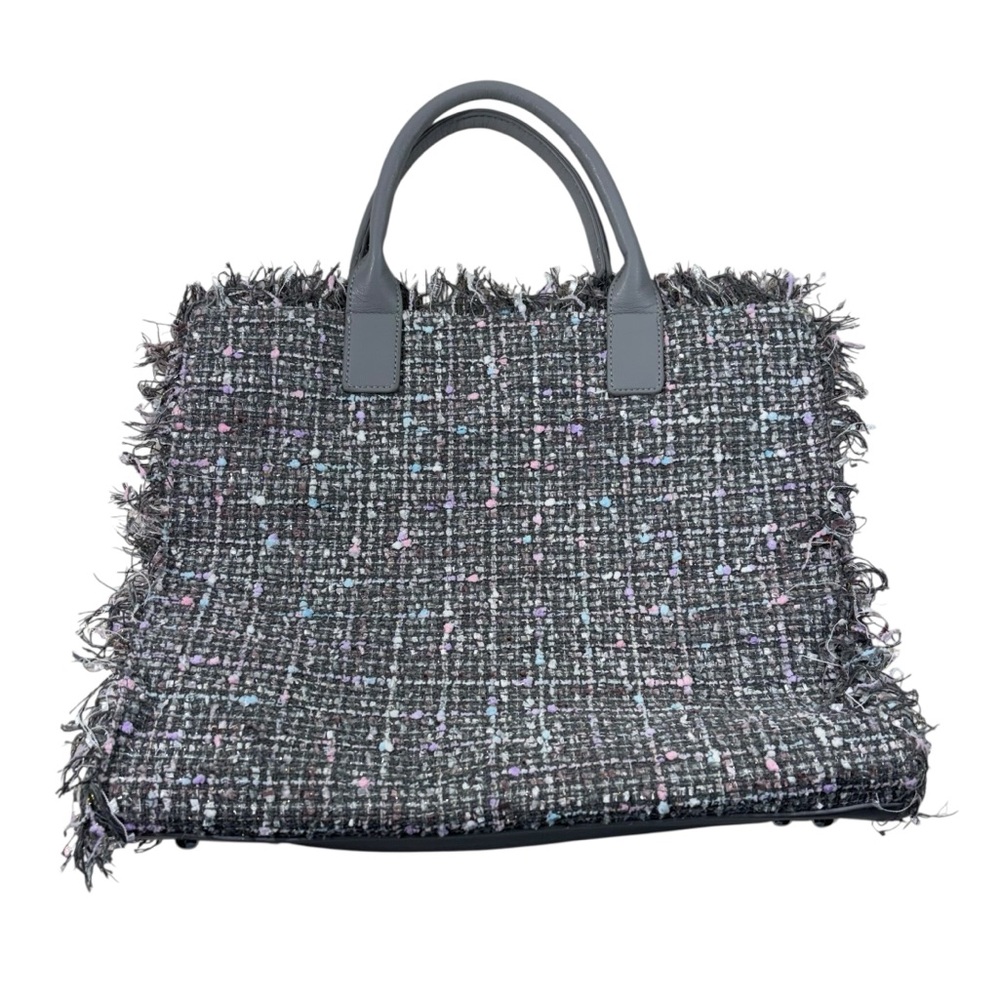 ah. dorned Vegan Leather Tweed Woven Lilac Purple Tote Work Bag Travel Pockets